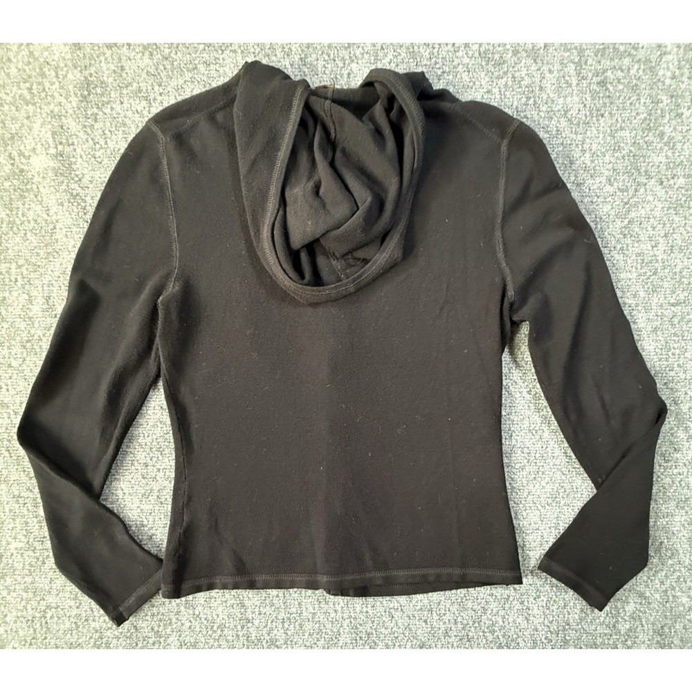 BCBG Maxazria Jacket Large M Black Hoodie Long Sleeve Full Zip Logo Top Womens - Picture 4 of 8